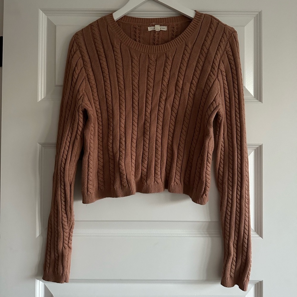 L.A. Hearts Cable-knit Cropped Sweater in Camel